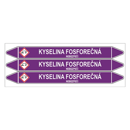 Značení potrubí, kyselina fosforečná,3 ks, 355 × 37 mm